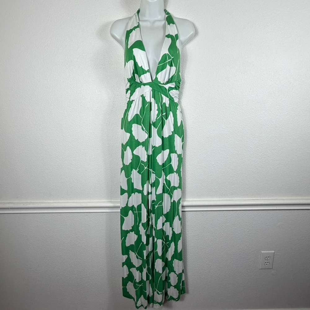 DVF Diane von Furstenberg Target Womens S Green Ginkgo Halter Jumpsuit Boho